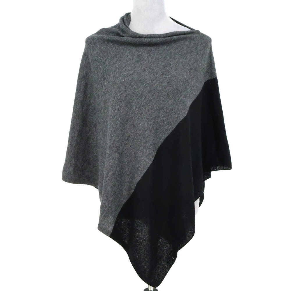 Celeste Poncho Sweater Womens Small Wool Cashmere Gray Black Cape Pullover